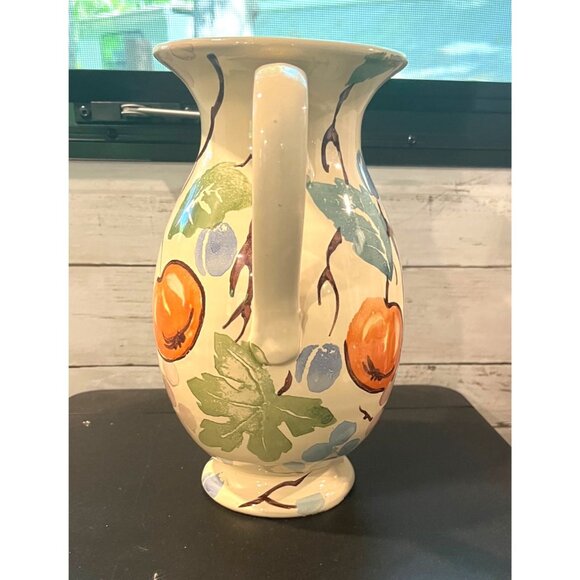 Hand-Painted Italian Bellini Ceramic Pitcher With Fruit & Leaf Design - Picture 4 of 6